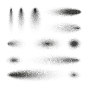 Stipple shadows set, dotted design elements. Fading gradient. Stippling, dotwork Stock Illustration