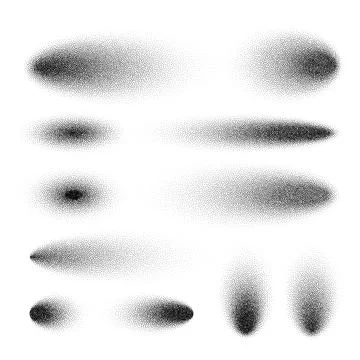 Stipple shadows set, dotted design elements. Fading gradient. Stippling, dotwork Stock Illustration