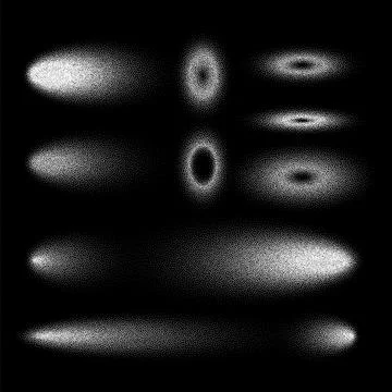 Stipple shadows set, dotted design elements. Fading gradient. Stippling, dotwork Stock Illustration