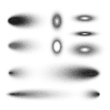Stipple shadows set, dotted design elements. Fading gradient. Stippling, dotwork Stock Illustration