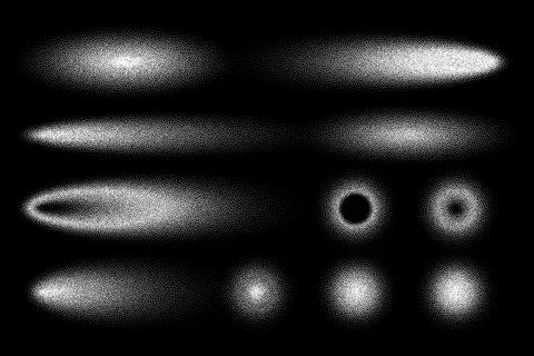 Stipple shadows set, dotted design elements. Fading gradient. Stippling, dotwork Stockillustratie
