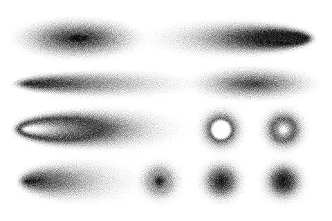 Stipple shadows set, dotted design elements. Fading gradient. Stippling, dotwork Stock Illustration
