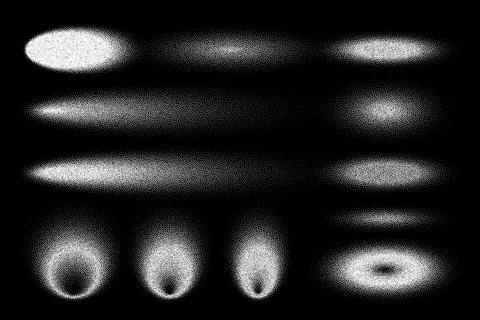 Stipple shadows set, dotted design elements. Fading gradient. Stippling, dotwork 库存插图
