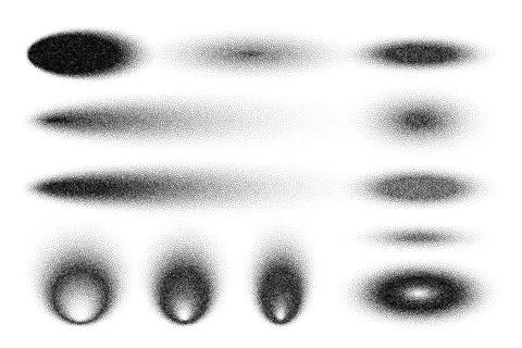 Stipple shadows set, dotted design elements. Fading gradient. Stippling, dotwork Stockillustratie