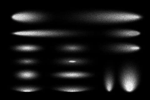 Stipple shadows set, dotted design elements. Fading gradient. Stippling, dotwork Stock Illustration