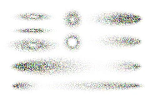 Stipple shadows set, dotted design elements. Fading gradient. Stippling, dotwork Stockillustratie