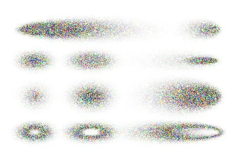 Stipple shadows set, dotted design elements. Fading gradient. Stippling, dotwork Stockillustratie