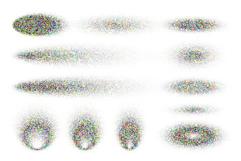 Stipple shadows set, dotted design elements. Fading gradient. Stippling, dotwork Illustrazione stock