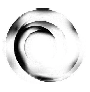Stipple swirl circle. Halftone gradient vortex Stock Illustration