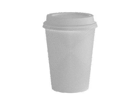 Stippled coffee cup design in black and white halftone dots for minimalist .. 스톡 일러스트