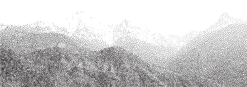 Stippled Mountain Range Silhouette in Black and White Dot Gradient Texture for 库存插图