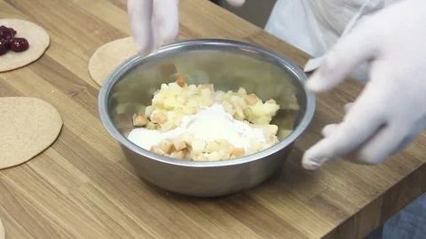 Stir apricots with sugar Video stock 69994129