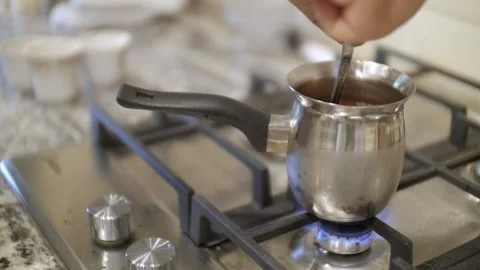 Stir Coffee in a Turk - second shot Video stock 219019536