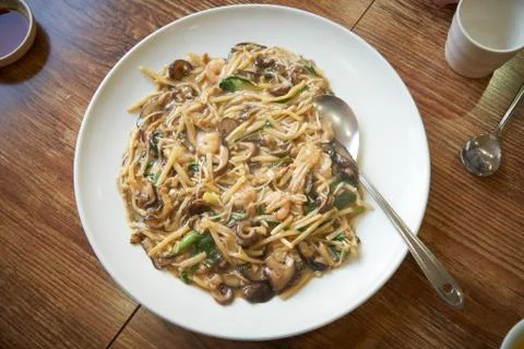 Stir-fired seafood 스톡 사진