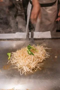Stir fried bean sprout with vegetable Stock Photos