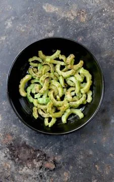 Stir-fried bitter melon 스톡 사진