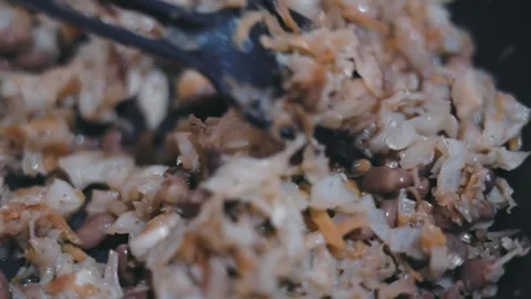 Stir-Fried Cabbage and Beans in Pan Video stock 288006907