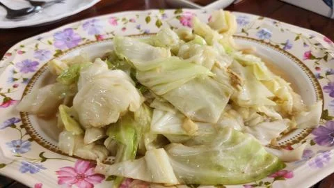 Stir-fried Cabbage with Fish Sauce Kalam Plee Pad Nam Pla Thai Food Stock Photos