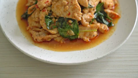 Stir Fried Chicken with Chili Paste or Chilli Paste - Asian food style Stock Footage 165442907