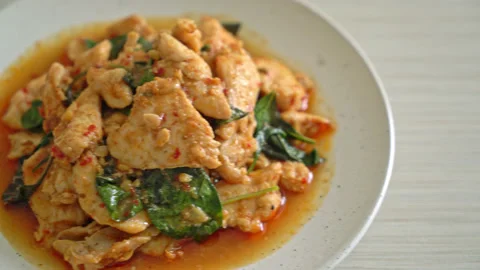 Stir Fried Chicken with Chili Paste or Chilli Paste - Asian food style Stock Footage 167716215