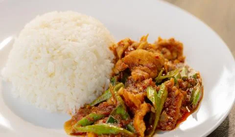 Stir-Fried Chilli Paste with Pork Stock Photos