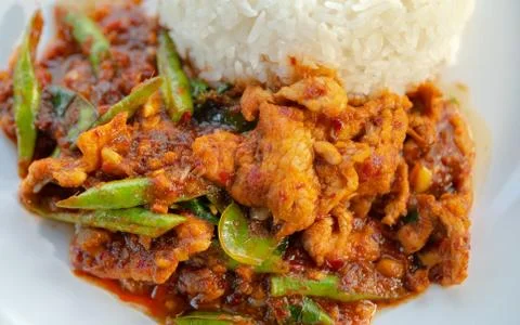 Stir-Fried Chilli Paste with Pork Stock Photos