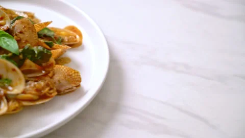 Stir Fried Clams with Roasted Chilli Paste Stock Footage 134661027