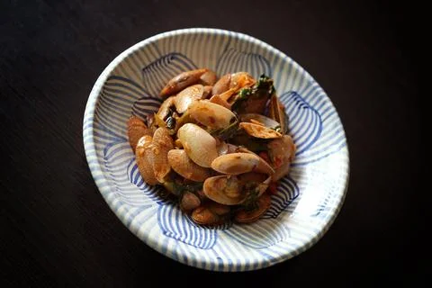 Stir Fried Clams with Roasted Chilli Paste , THAI food style 写真素材
