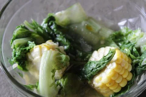 Stir-fried corn vegetables Foto stock