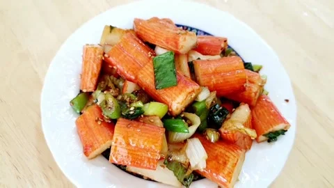 Stir-fried crab meat Stock Footage 205419290