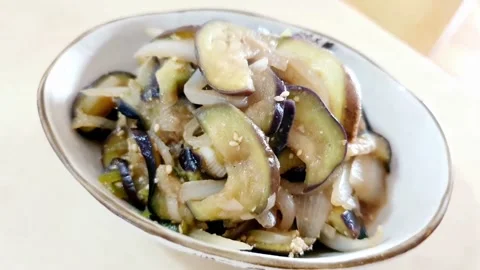 Stir-fried eggplant Stock Footage 204838590