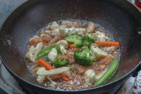 Stir fried mixed vegetables Stock Photos
