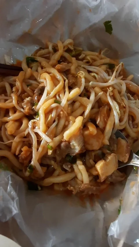 Stir Fried Noodles in Plastic Packaging Stock Footage 331419367