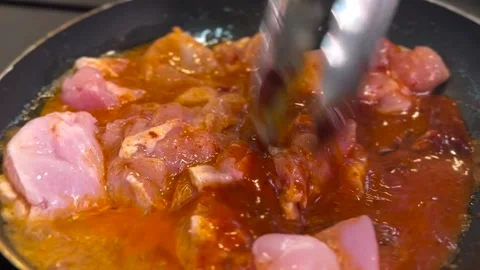 Stir-fried-pork-4 Stock Footage 298694069