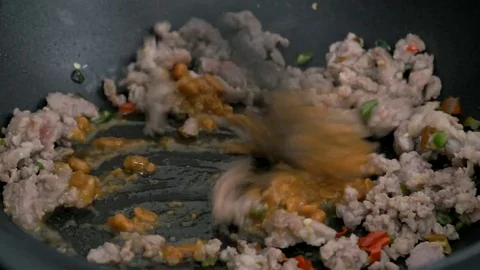 ​ stir fried pork with ingredient Stock Footage 75008075