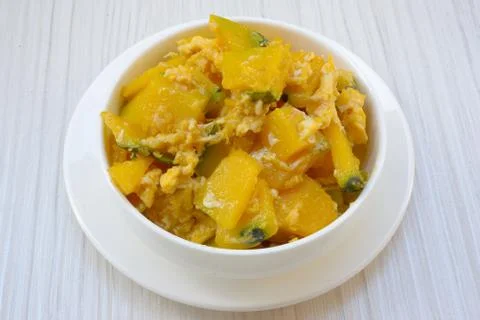 Stir-fried pumpkin with egg Stock Photos