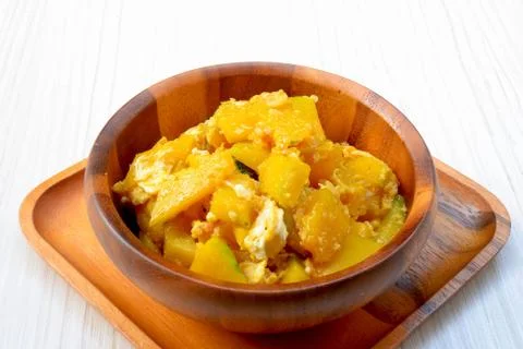 Stir-fried pumpkin with egg Stock Photos