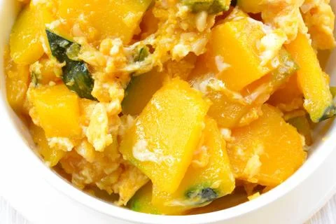 Stir-fried pumpkin with egg Stock Photos