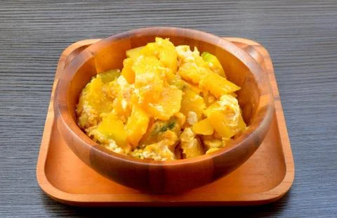 Stir-fried pumpkin with egg Stock Photos