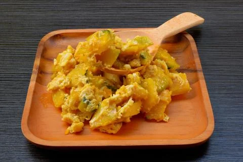 Stir-fried pumpkin with egg Stock Photos