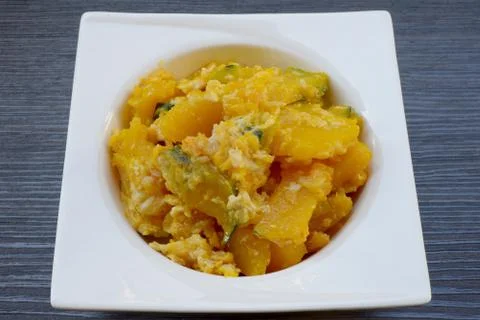 Stir-fried pumpkin with egg Stock Photos