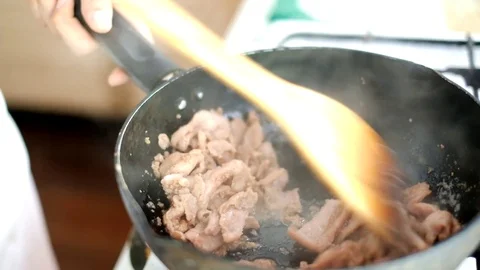 Stir Fried Slice Pork Stock Footage 73672848
