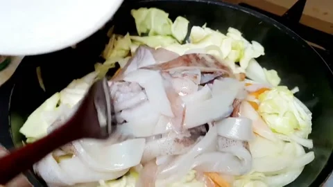 Stir-fried squid Stock Footage 205419297