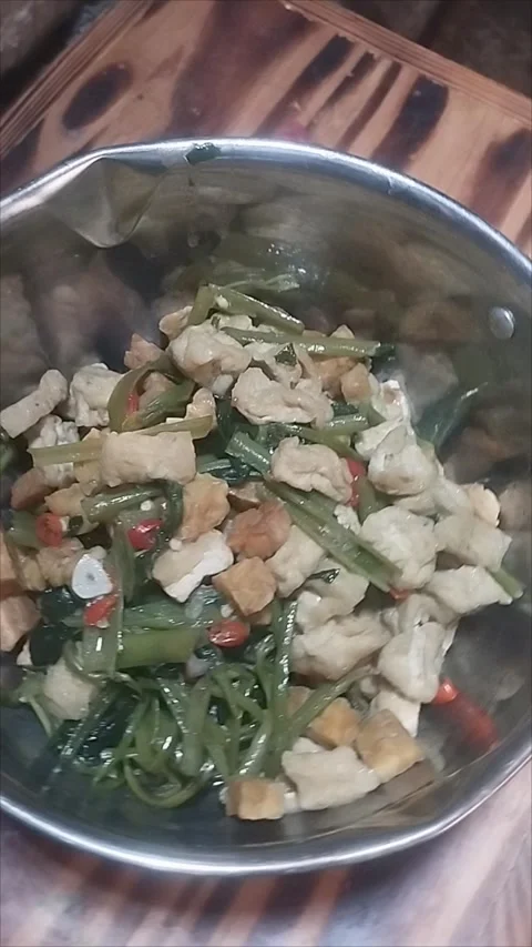 Stir-fried vegetable dish, kale, tofu and tempeh Stock Footage 291761661
