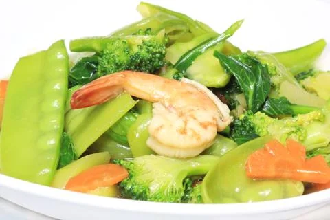 Stir-fried vegetables with fork Foto stock