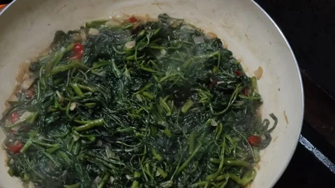 Stir-fried water spinach Stock Footage 303338110