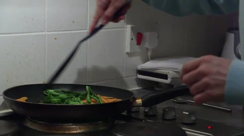 Stir Fry grubby kitchen Stock Footage 45621202