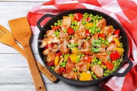 Stir fry meat filet cut in piece Stock Photos