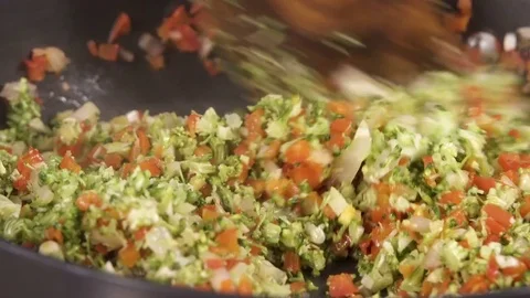 Stir Frying Vegetables Stock Footage 83073506