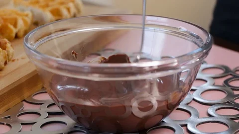 Stir Melted Chocolate With A Spoon Stock Footage 87769682